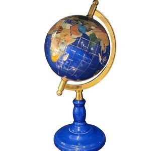 Blue Lapis Lazuli Gemstone‎ World Globe Earth Home Office Decor